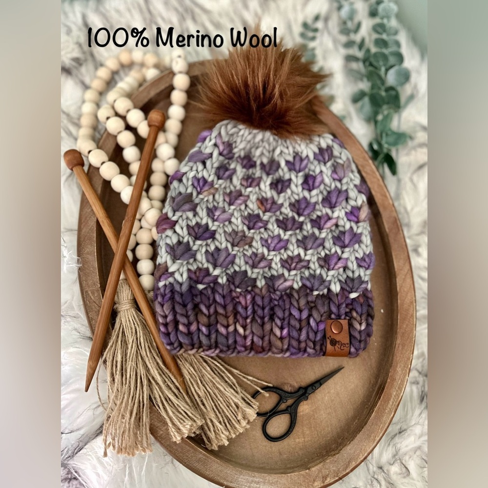 Hand knit beanie